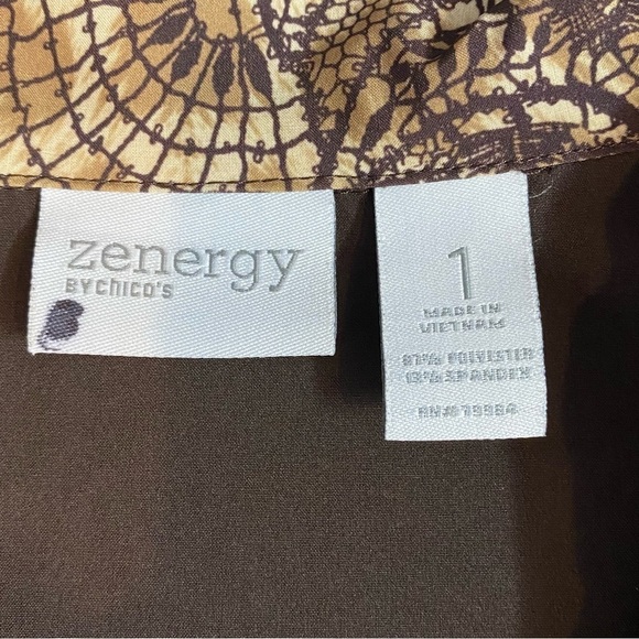 CHICO'S ZENERGY Neema Full zip Jacket Size 1 (m) earthy brown floral design - Picture 6 of 6